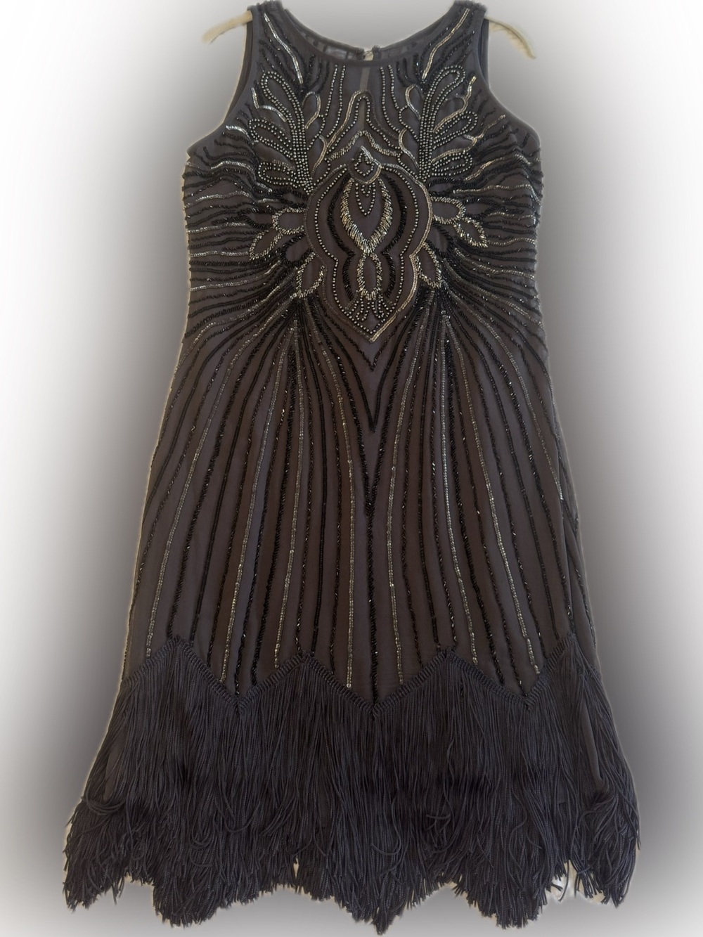 Beaded Black Fringe flapper Cocktail Dress